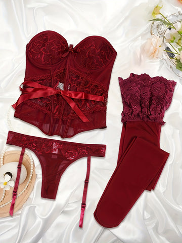 Ensemble de lingerie Lace Sculpt – porte-jarretelles
