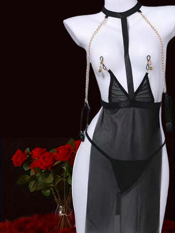 Ruby Veil – Ensemble pyjama grande taille en tissu à maille fine