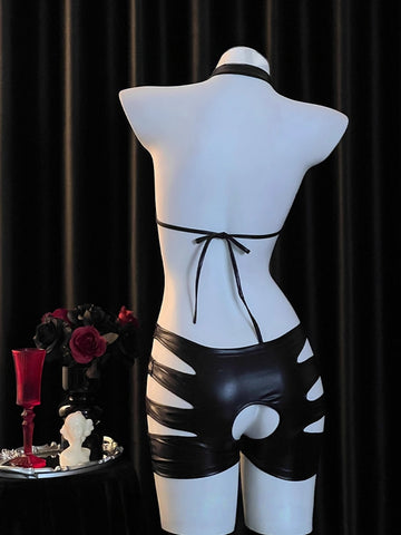 Feline Noir – Ensemble élégant dos nu avec fente